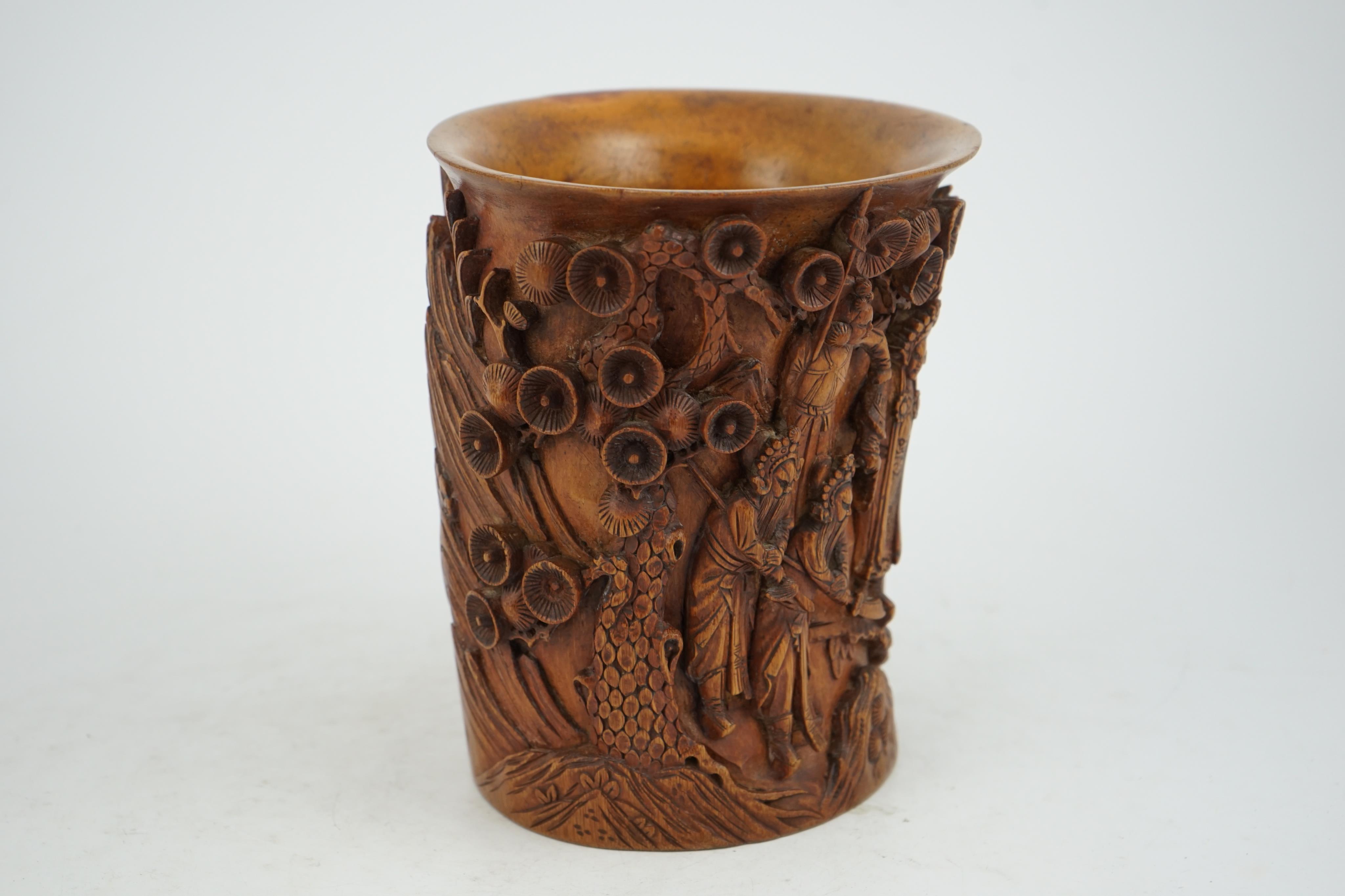 A Chinese bamboo brush pot, 19th century